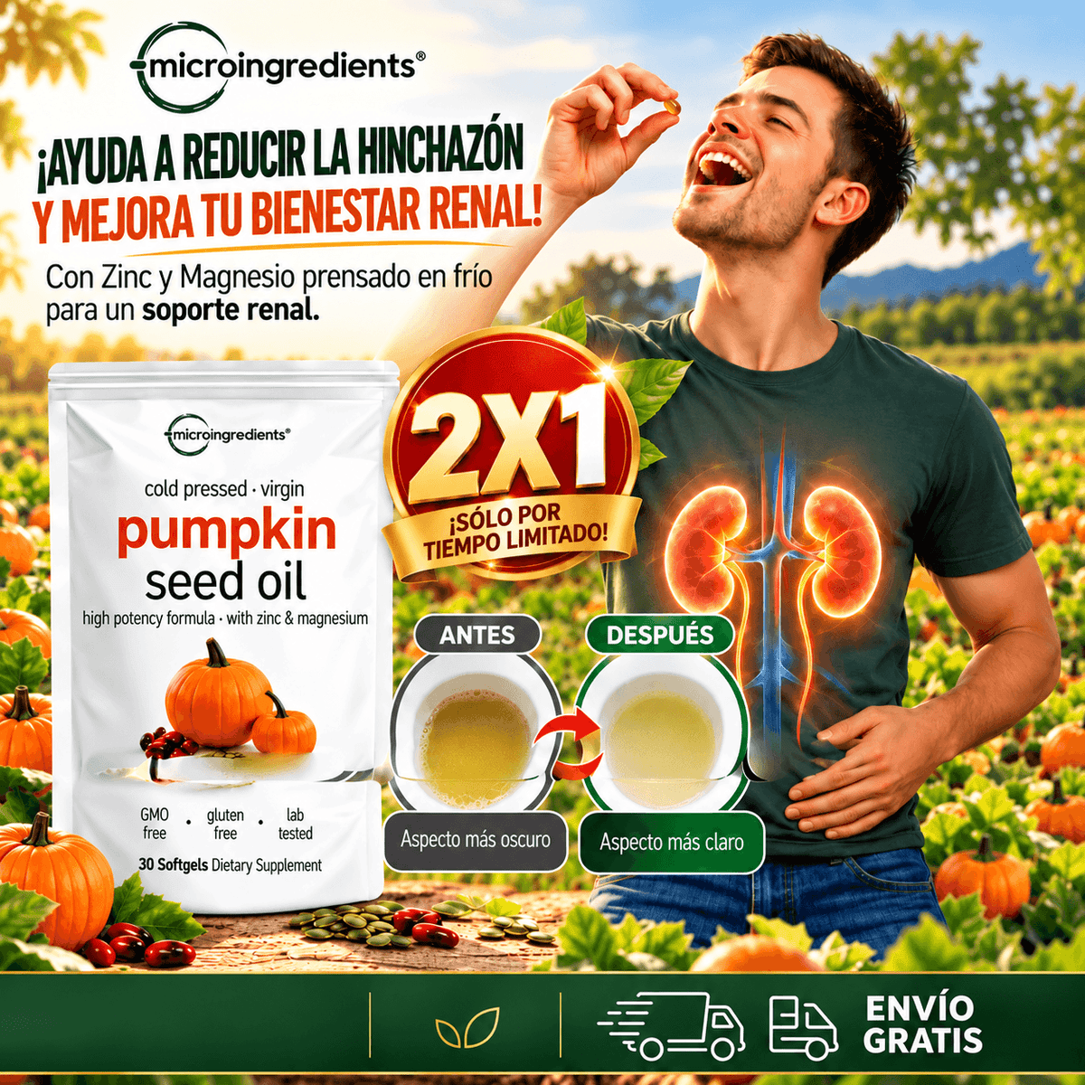 PROMO 2x1 | Pumpkin Seed Oil – Apoyo Natural para el Control y Salud Urinaria