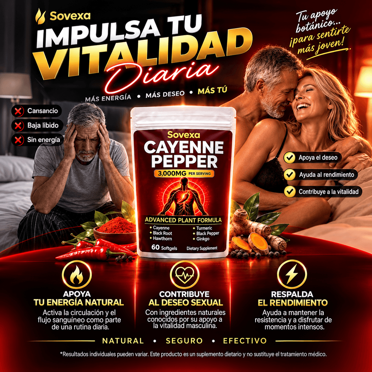 Sovexa Cayenne Pepper – Suplemento Botánico para Circulación y Vitalidad Masculina