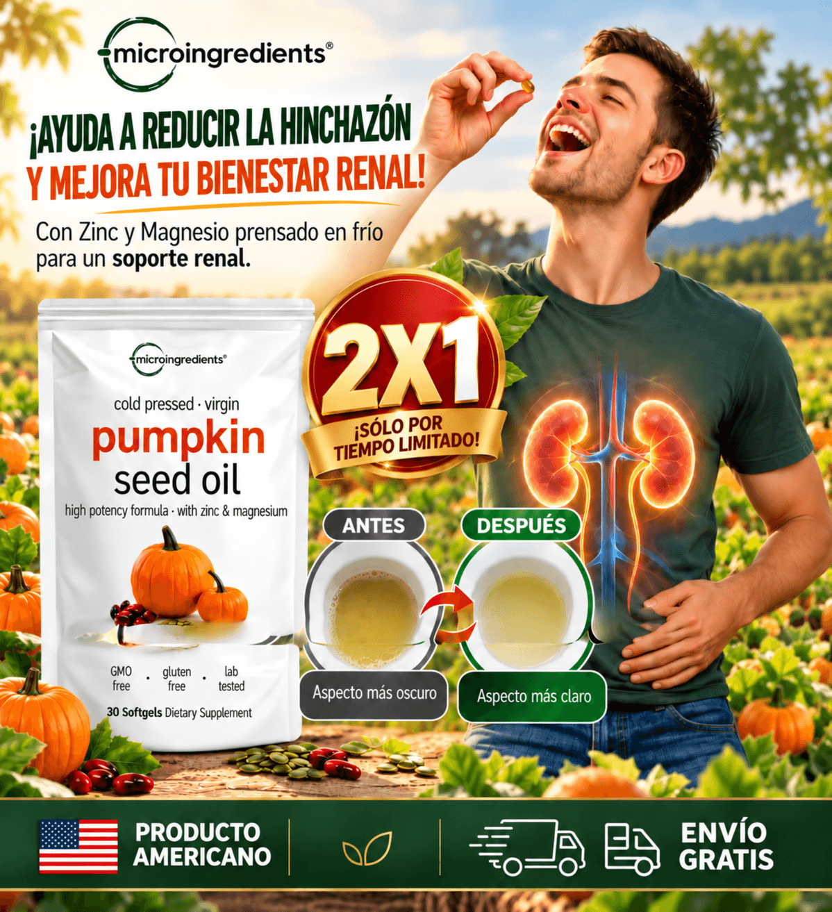 PROMO 2x1 | Pumpkin Seed Oil – Apoyo Natural para el Control y Salud Urinaria