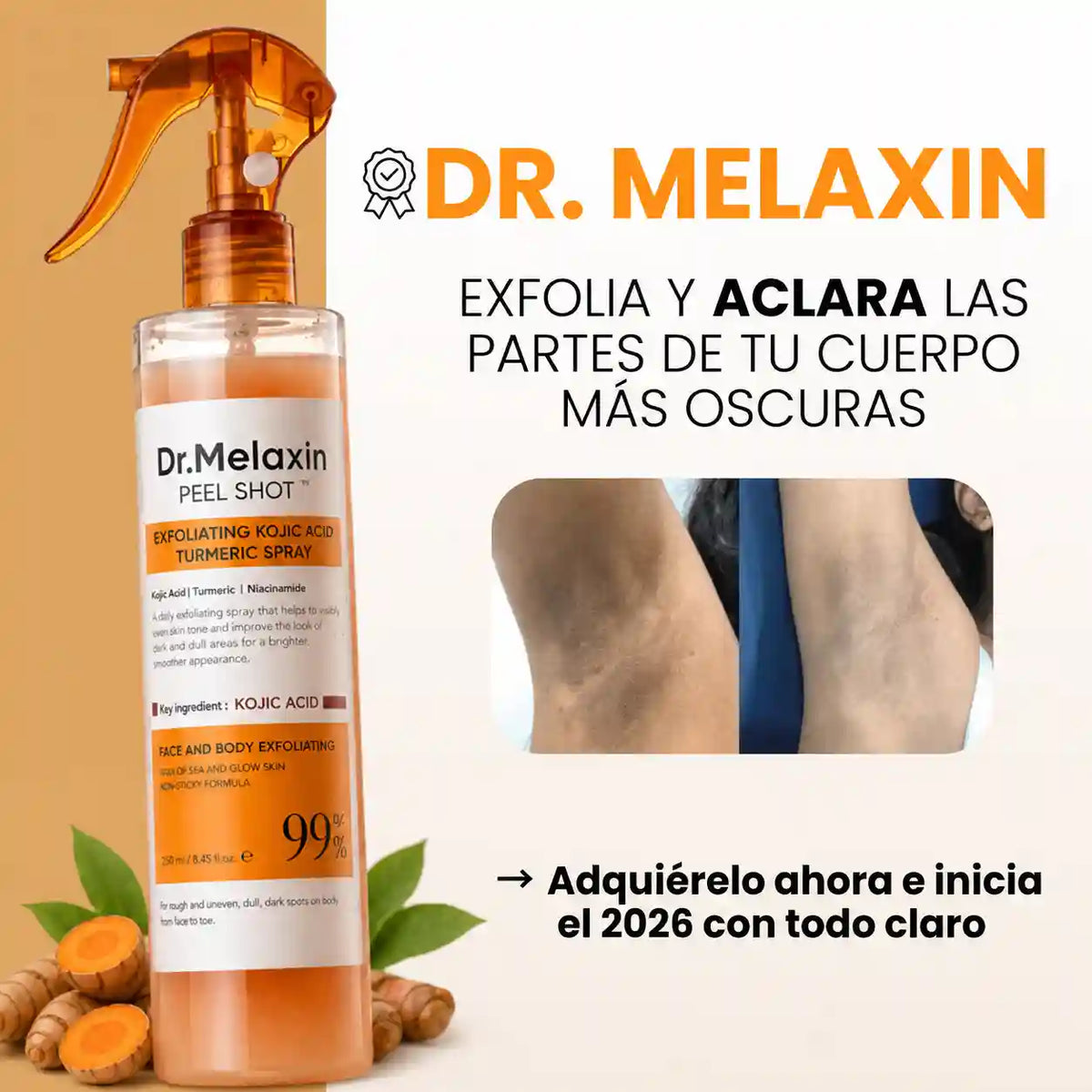 Exfoliante Melaxin Para Aclarar Partes Oscuras - Formula De Curcuma