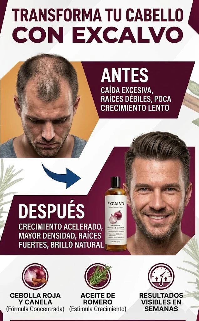 Shampoo Excalvo - Reduce la Pérdida y Estimula el Crecimiento