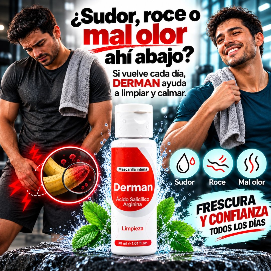 Derman: Elimina Humedad, Olor y Roce Íntimo en Segundos · Portada